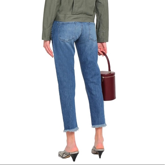 J Brand Sadey Mid Rise Straight Leg Crop Jeans Delphi Wash Raw Hem Size 27 - Picture 2 of 15